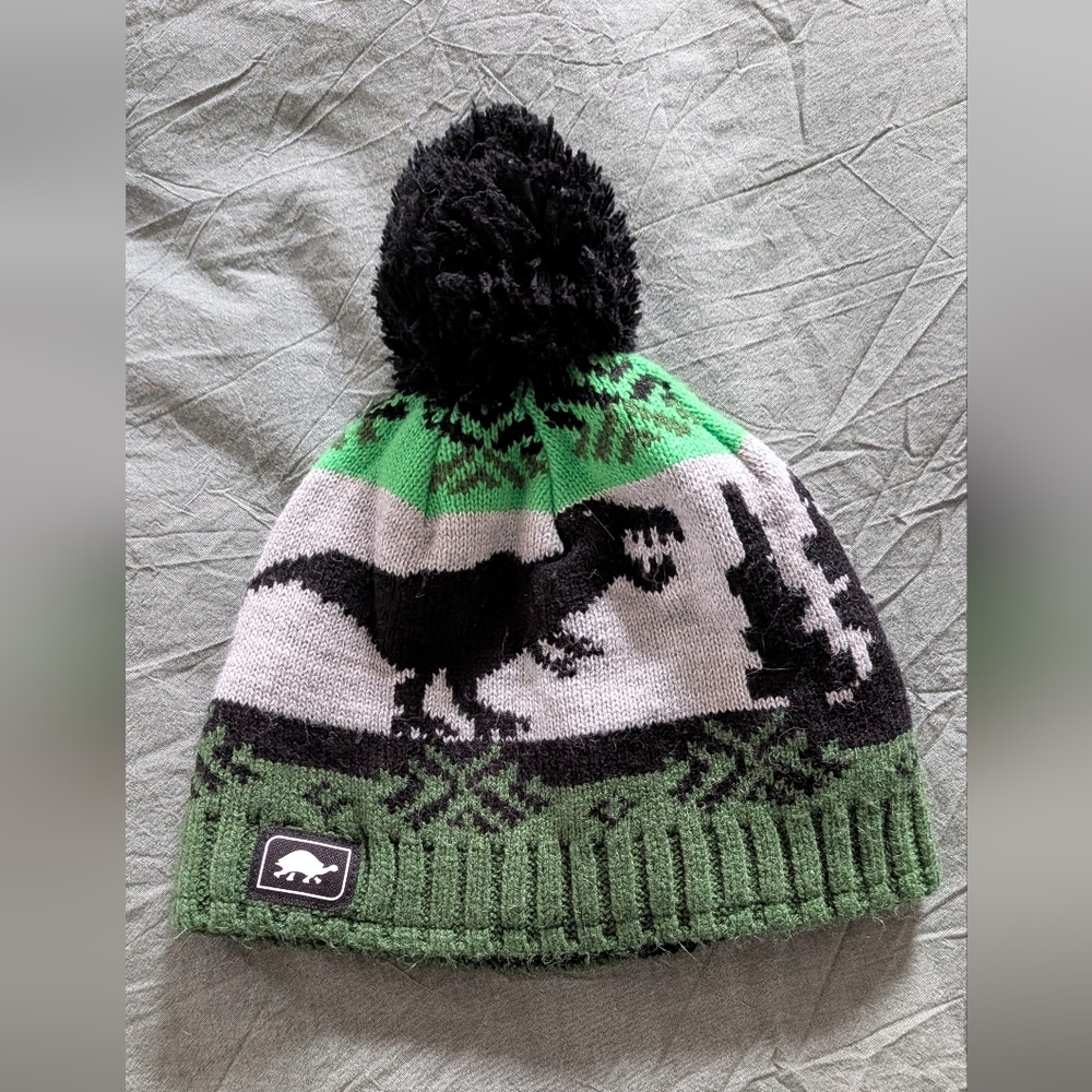 Dinosaur Adventure Knit Beanie - Green and Black